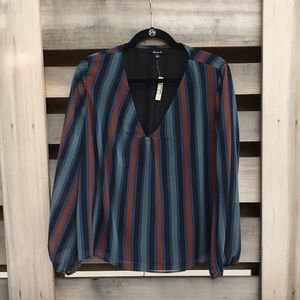 Madewell Sheer-Sleeve Top in Academy Stripe